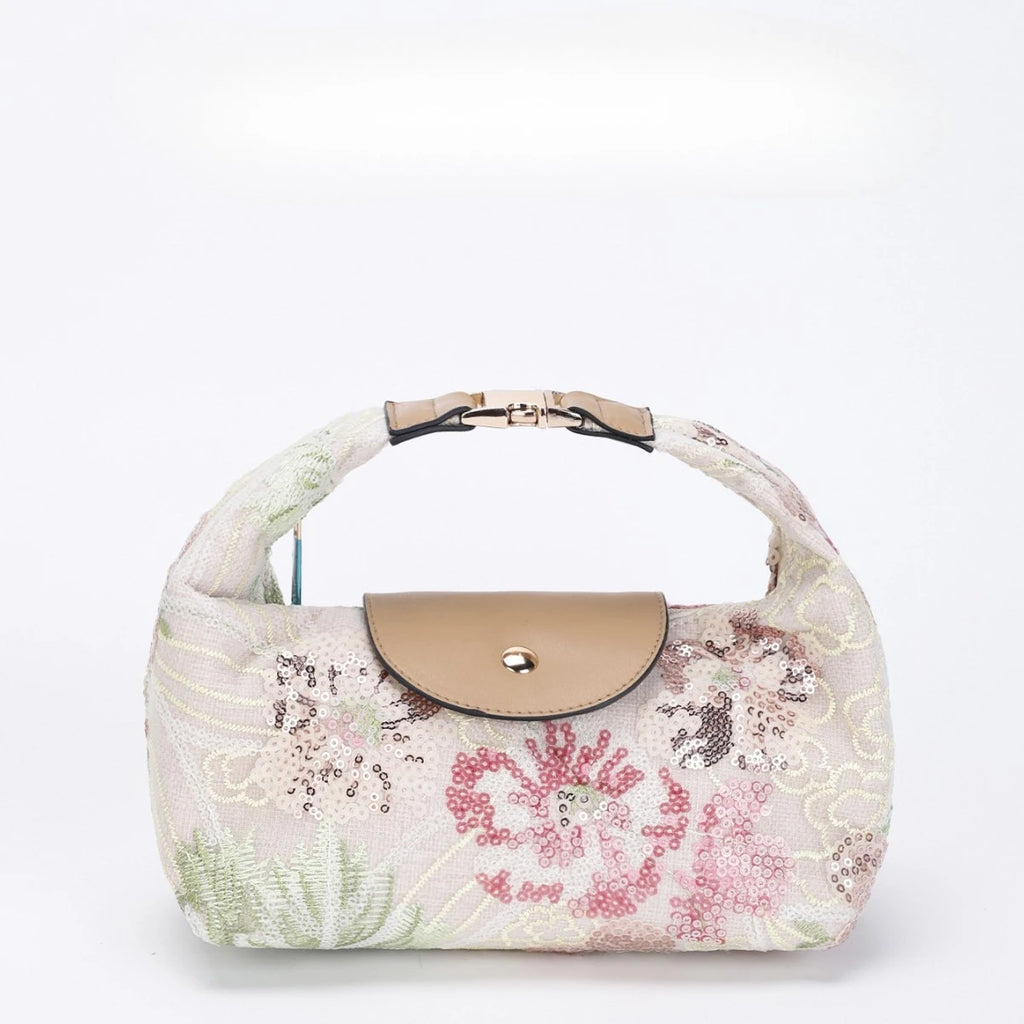 French retro flower embroidery bag women's bag large capacity handbag niche design sense commuter women's bag