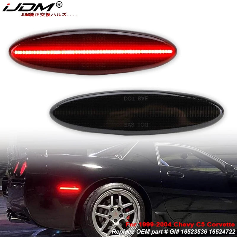 iJDM LED Side Marker Light Rear Fender Lights Red Signal Lamps for Chevrolet Corvette C5 Parking Lights 97-04 16523536 16524722