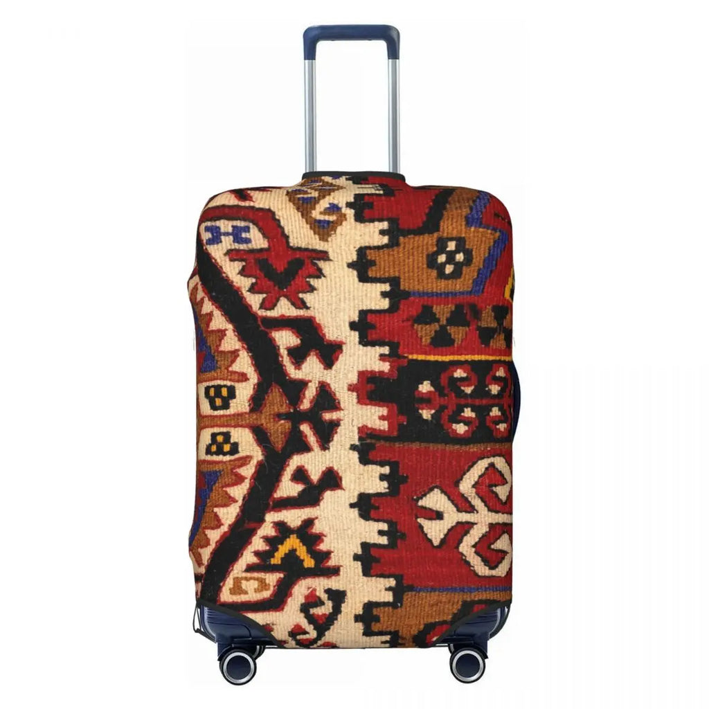 Vintage Turkish Kilim Suitcase Cover Washable Bohemian Geometric Diamond Tribal Ethnic Art Luggage Covers Protector