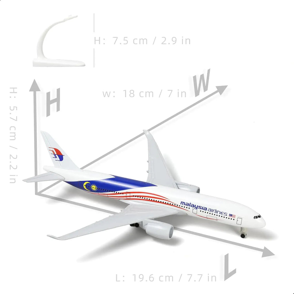 20CM Malaysia Airlines A350 Model Plane Metal Diecast Airplane 1/300 Scale Planes with wheels base Collected Gift