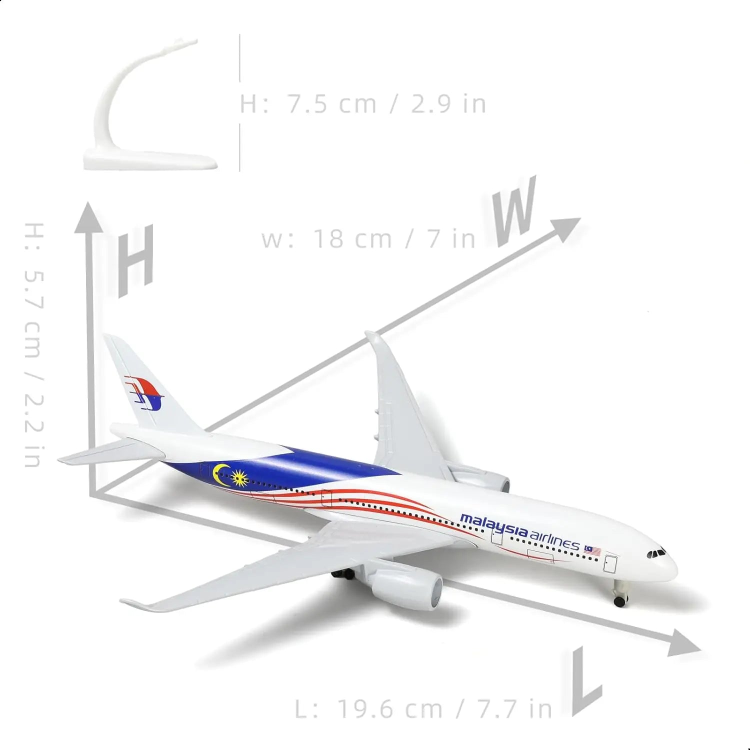 20CM Malaysia Airlines A350 Model Plane Metal Diecast Airplane 1/300 Scale Planes with wheels base Collected Gift