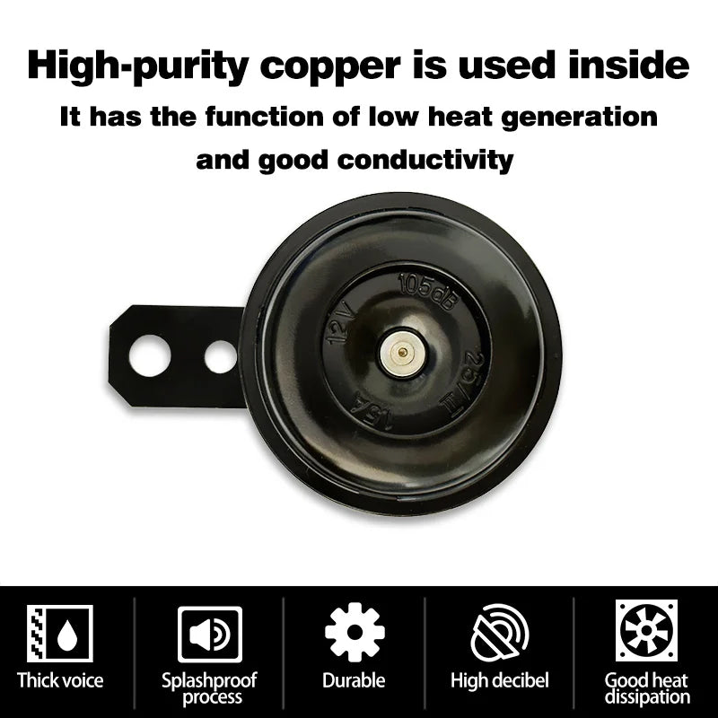 12V 24V 48V 60V Electric Car Scooter eBike Universal Motorcycle Snail Round Super Loud Waterproof Horn Kit 105DB 110DB Speakers