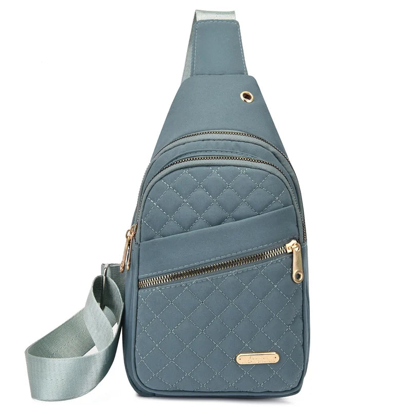 Solid Color Quilted Fanny Pack Casual Large Capacity Zipper Chest Belt Bum Bag Adjustable Sling Bag for Daily Use Lightweight