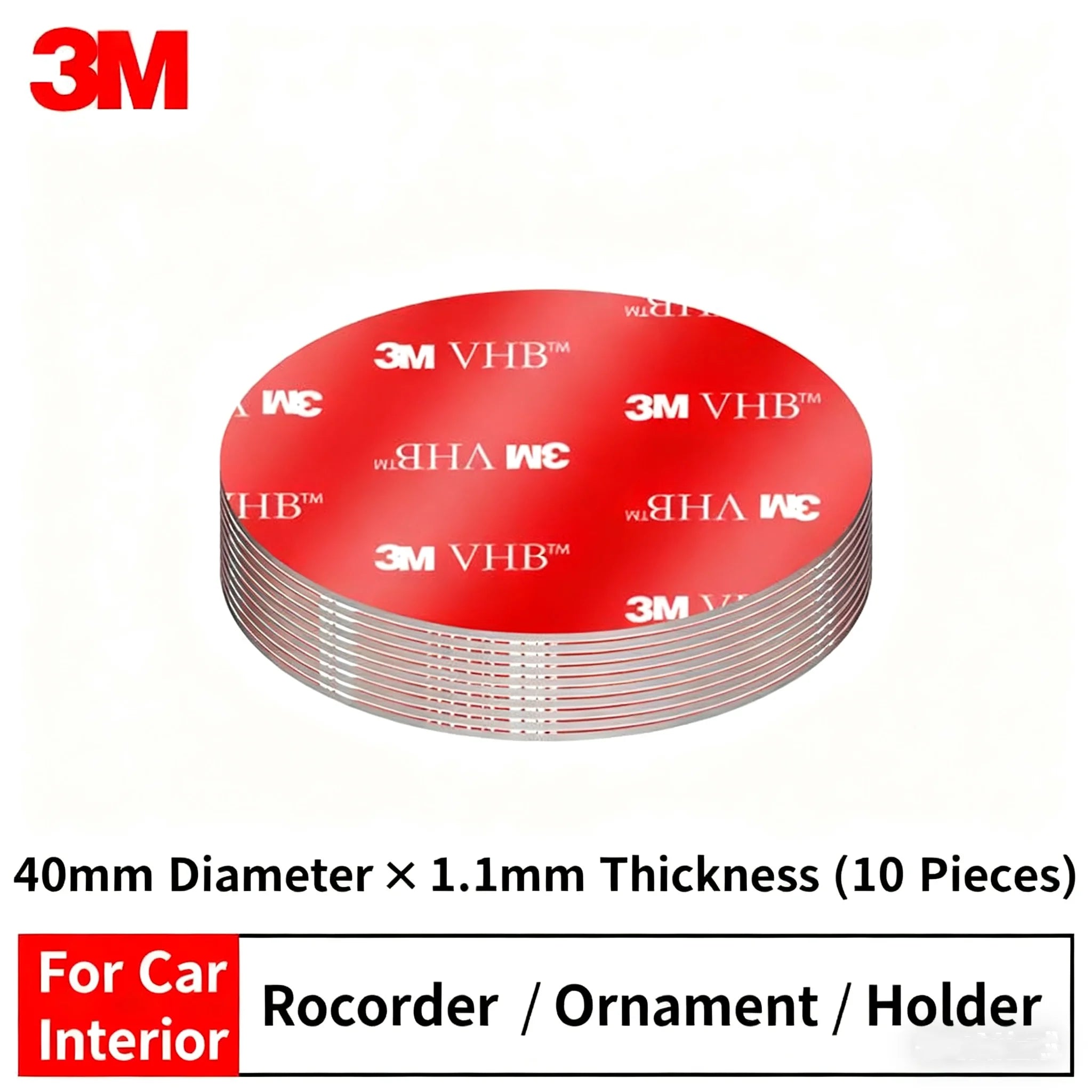 3M 10pcs Strong Double Sided Tape Adhesive Square/Round High Viscosity Traceless Foam Adhesive Tape for Car Special Fixed Wall