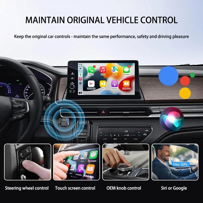 Lenovo 2 in1 Wireless Carplay Adapter Wireless Android auto Dongle Bluetooth Plug&Play For Toyota Volvo Hyundai VW Audi MG Benz