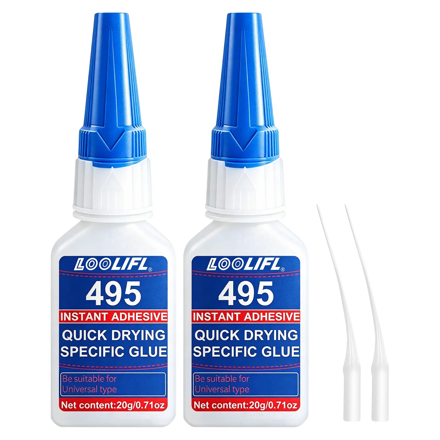 Loolifl 495 Instant Super Glue 20Gl Quick Drying Cyanoacrylate Adhesive for Metal Plastic Ceramic Wood Leather Rubber DIY Repair