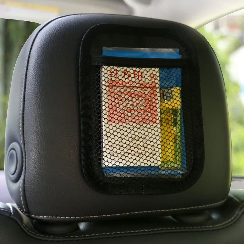 Car Organiser Storage Bag Adhesive Mesh Pocket Pocket Phone Holder Sundries Nets Interior Accessories 20*14CM 12*17CM Universal