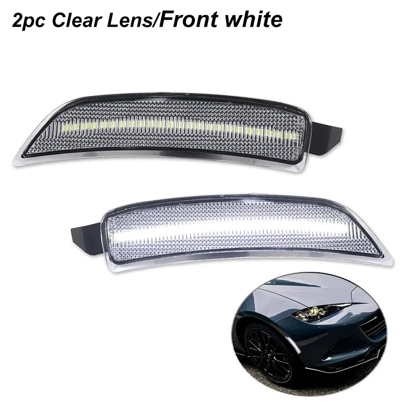 LED Side Marker Lights Assembly Smoked Lens for 2016-2023 Mazda MX-5 Miata ND Front Amber & Rear Red Fender Side Marker Lamp