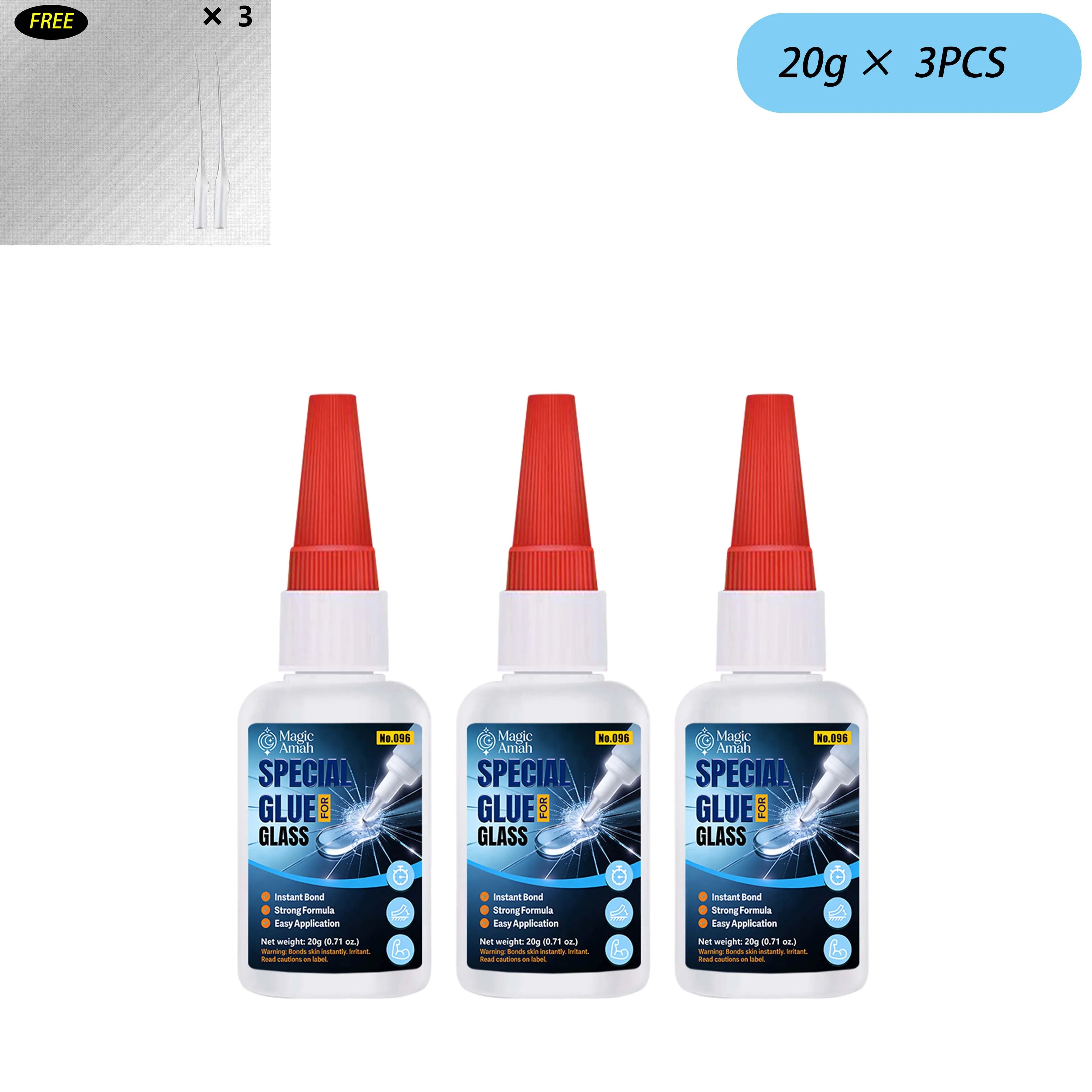 1-3Pcs CA Instant Glass Glue – Low Cost,Strong, Quick-Dry, Clear Waterproof Adhesive for Glass, Windows & Mirrors