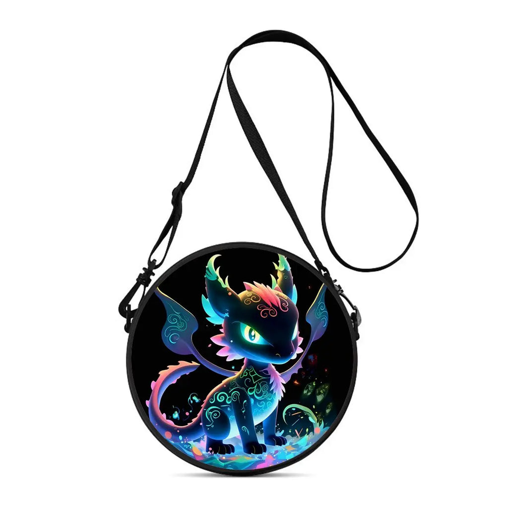Dinosaur Print Round Shoulder Bag Casual Messenger Bag for Woman Best Gifts 2D Flat Casual Daily Crossbody Bag