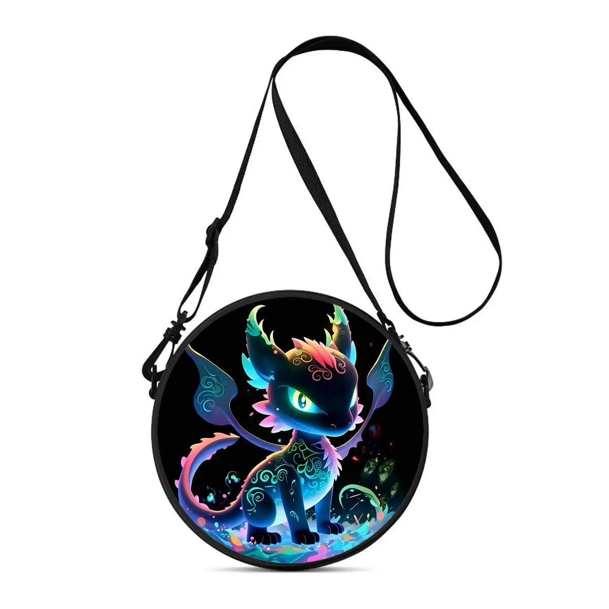 Dinosaur Print Round Shoulder Bag Casual Messenger Bag for Woman Best Gifts 2D Flat Casual Daily Crossbody Bag