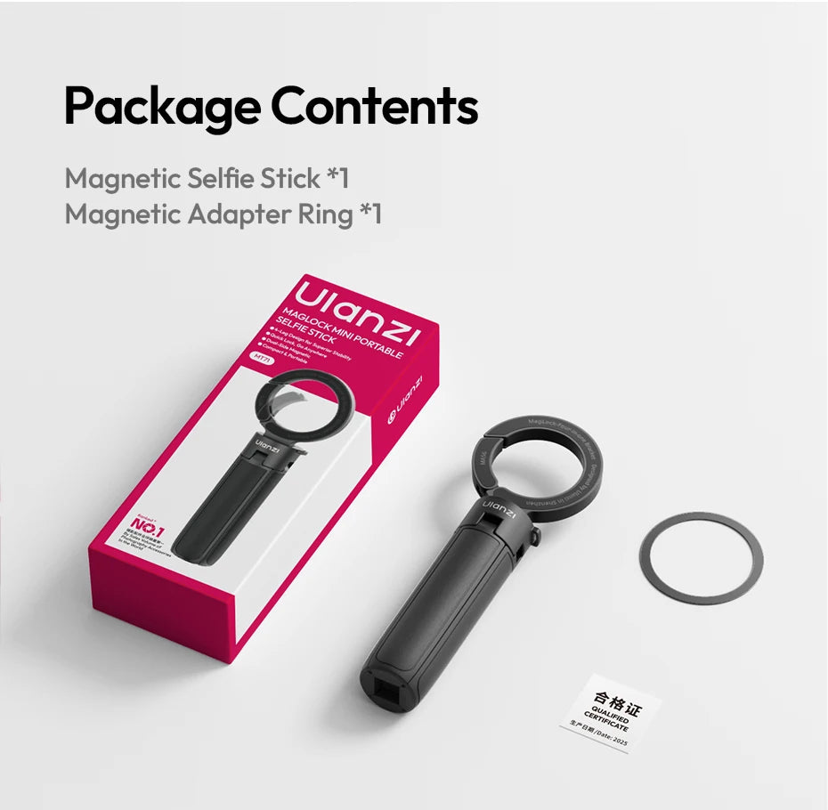 Ulanzi MT71 Magnetic Mini Selfie Stick Telescoping Pole Phone Handle Desktop Tripod for iPhone 17 16 15 14 Android for Travel