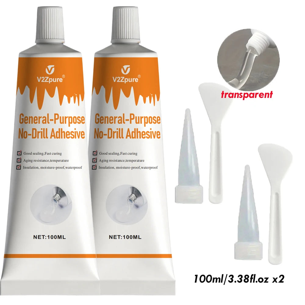 Nail-Free Adhesive No-Drill Glue - Strong No-Scratch Adhesive for Hooks & Shelves Towel Racks Daily Repair Glue Bonding Agent