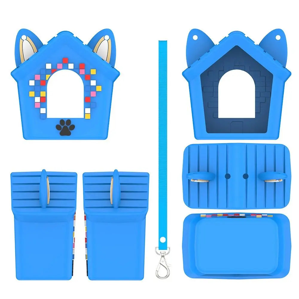 Silicone Game Console Protective Case Cartoon with Lanyard Shockproof Cover Skin Full Coverage Anti-Scratch for Bitzee Doghouse