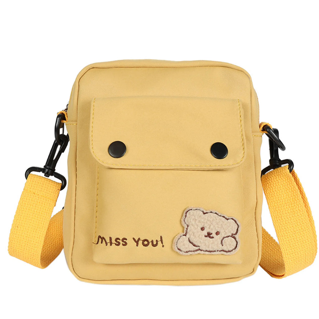 Kawaii Backpack Women'S Cute Versatile Cartoon Bear Canvas Bag College Student Crossbody Bag Backpack Shoulder Bag Purses