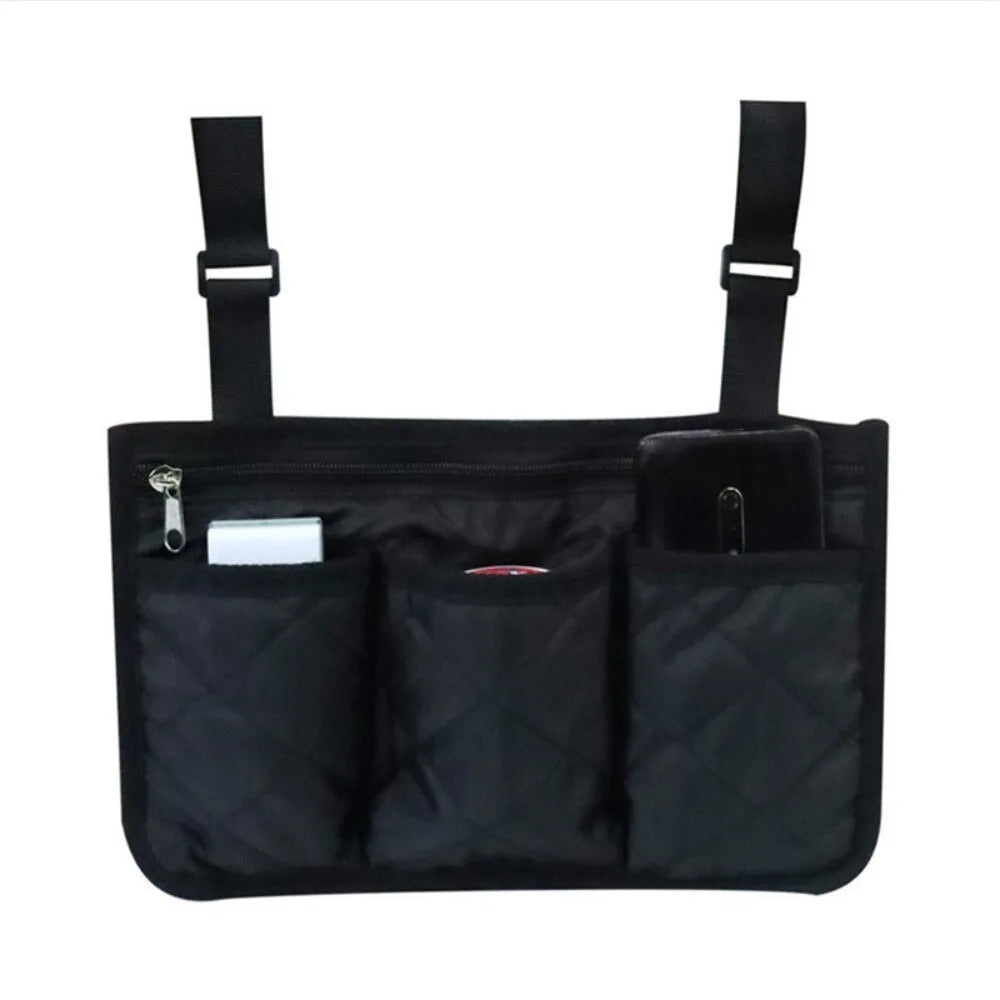 Multi-pocket Wheelchair Hanging Bag Large Capacity Multifunctional Arm Rest Pouch Waterproof Stroller Hanging Bag Stroller