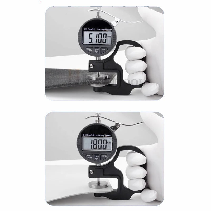 0-12.7mm Digital Micrometer Thickness Gauge Large Size Alloy Measuring Surface Caliper Gauge Sponge Leather Measuring Tools 25.4