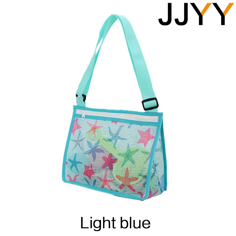 JJYY Foldable Beach Bag Beach Mesh Toy Seashell Tote Kids Toy Storage Bag