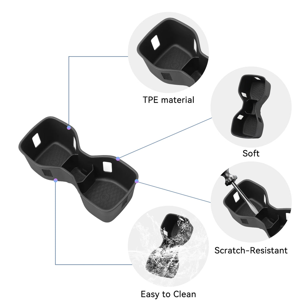 Smabee for Nissan Frontier 2022-2025 2026 Limiter Fixed Console Water Cup Holder Storage Box Tray Silicone Car Accessories Black
