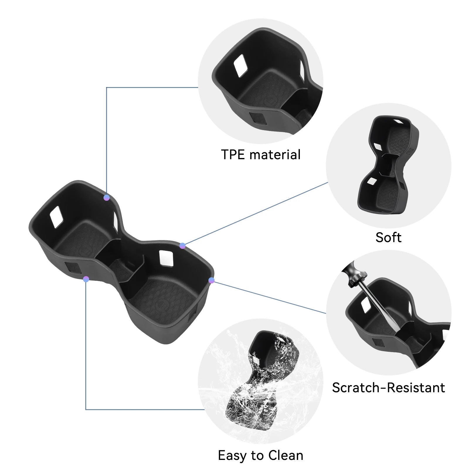 Smabee for Nissan Frontier 2022-2025 2026 Limiter Fixed Console Water Cup Holder Storage Box Tray Silicone Car Accessories Black