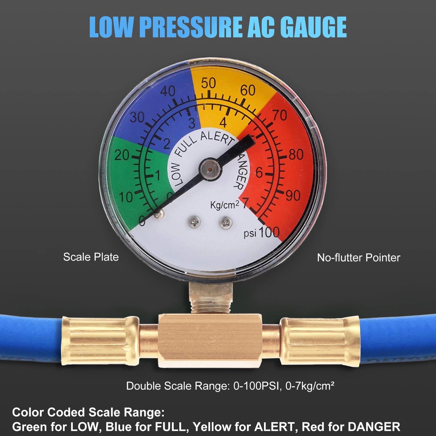 R134A Refrigerant Charge Hose Kit, 1/2’’ Self-Sealing Valve Can and Recharge Hose with Pressure Gauge for Car Air Conditioning