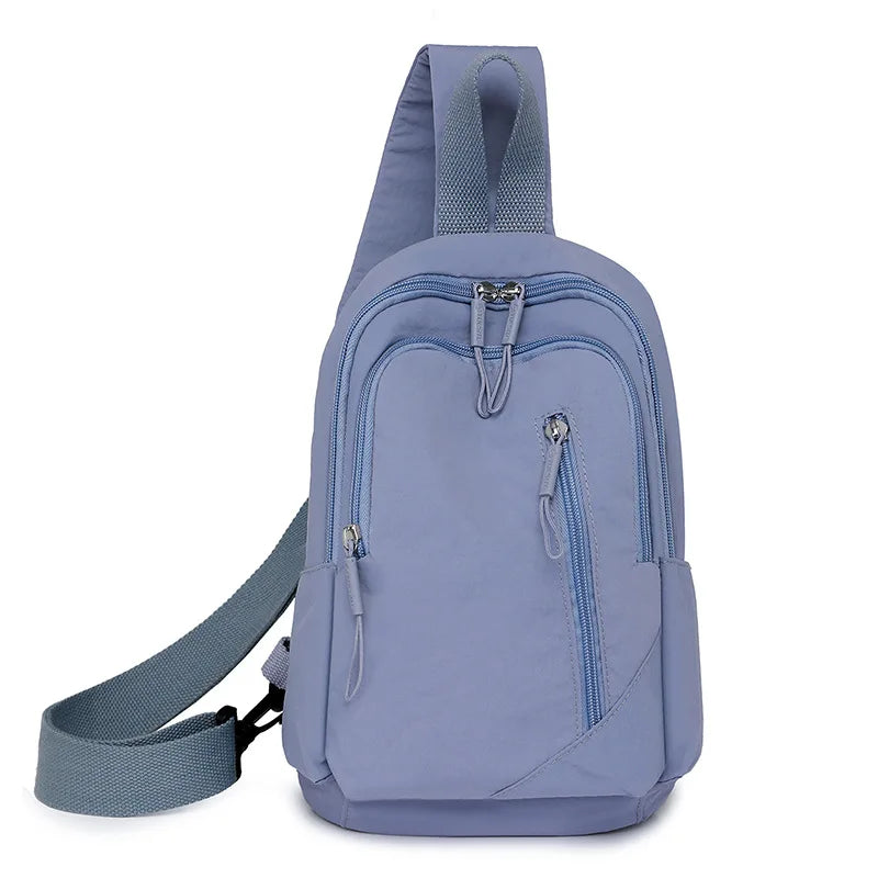 New Solid Color Casual Crossbody Bag Lightweight Waterproof Nylon Unisex Shoulder Sling Backpack Large Capacity Travel Bag