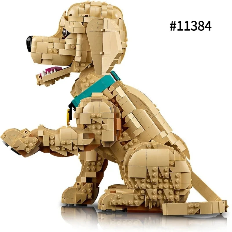 New Cute Golden Retriever Puppy Dog Building Blocks Compatible Model Suitable for Children's Birthday Gift Toys
