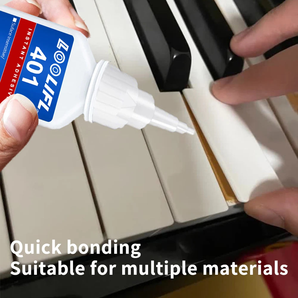 401 Quick Drying Multi-Purpose Instrument Glue Piano Key Repair Special,Black and White Piano Keyboard Peeling Key Top Fixed 20g