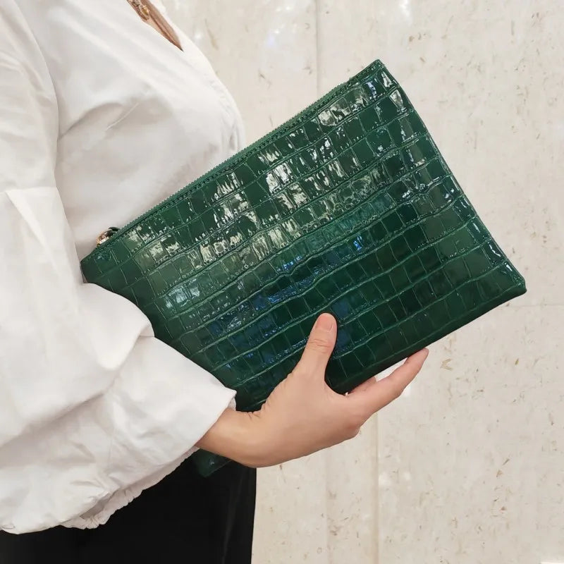 Fashion Crocodile Women Envelope Clutch Bag Ladies Evening Party Large Clutches Handbag PU Leather Alligator Phone Purses Bolsas