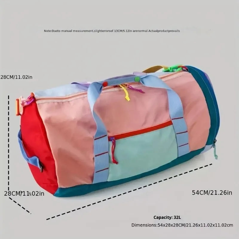 Nylon Dopamine Handbag Men's and Women's Round Barrel Large Capacity Outdoor Sports Versatile Travel Yoga Fitness Bag Foldable