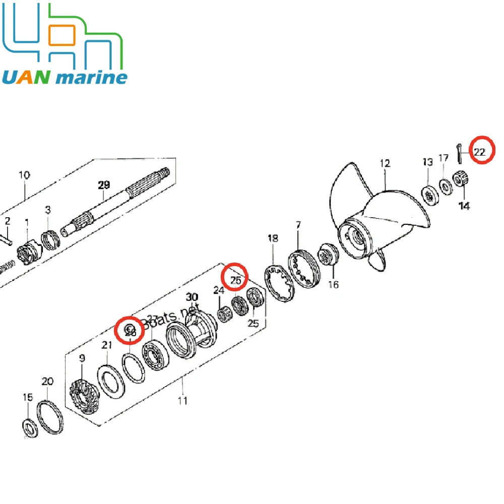 91252-ZV5-003 91351-ZV5-003 Outboard Bearing Carrier Oil Seal for Honda 30 35 40 45 50HP Pin 90758-ZV5-000  Gasket 91301-ZW4-003