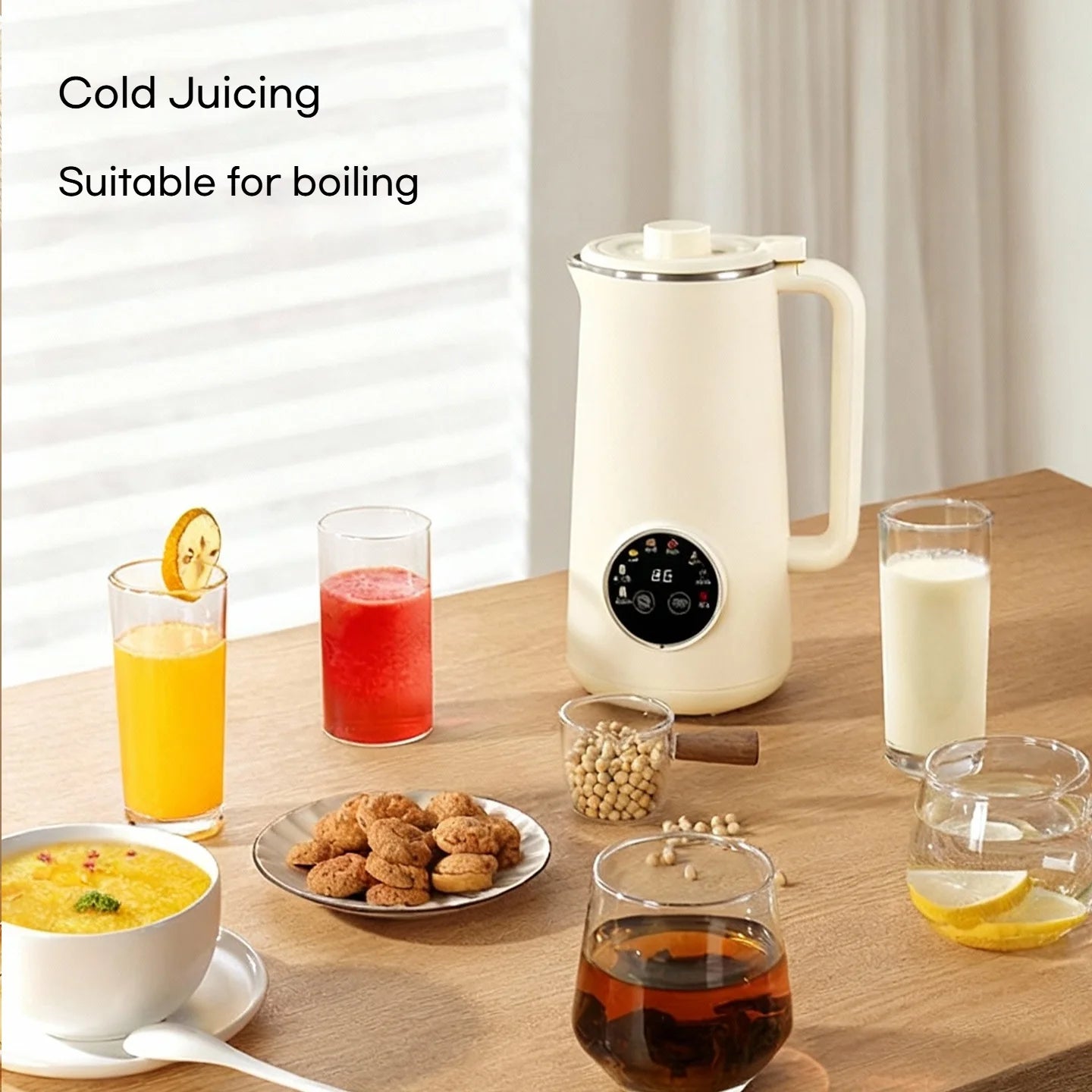 800ml Multifunctional Mini Soy Milk Maker, No Soaking, 9-in-1, Baby Food, 12H Timer, Auto Cleaning, Portable for Home