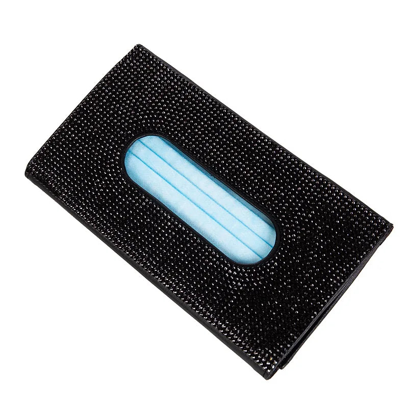 Bling Crystal Car Tissue Box Sun Visor Diamond Leather Auto Tissue Paper Holder Case Sunvisor Hanging Napkin  car decoration
