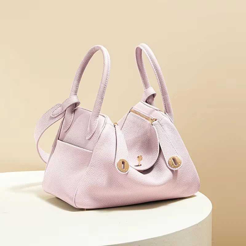 Women's Handbag 2026 New Style Top Layer Cowhide Leather Lundy Mini Doctor Bag Genuine Leather Handbag Single Shoulder Crossb