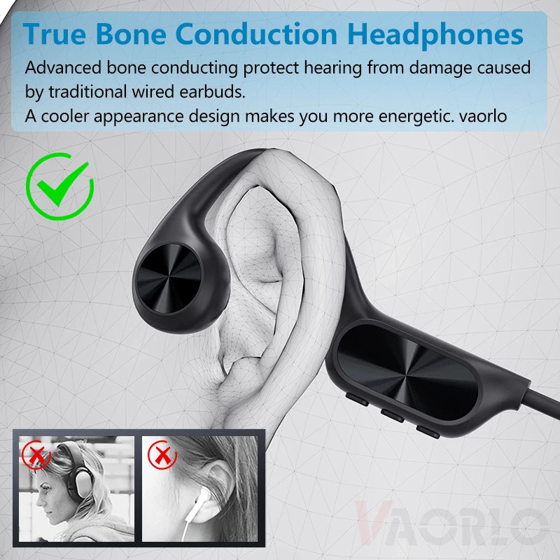 New IPX8 Waterproof Bone Conduction Headphones Bluetooth 5.4 Wireless Swimming Hifi Headset 32GB MP3 Sport Handsfree With Mic