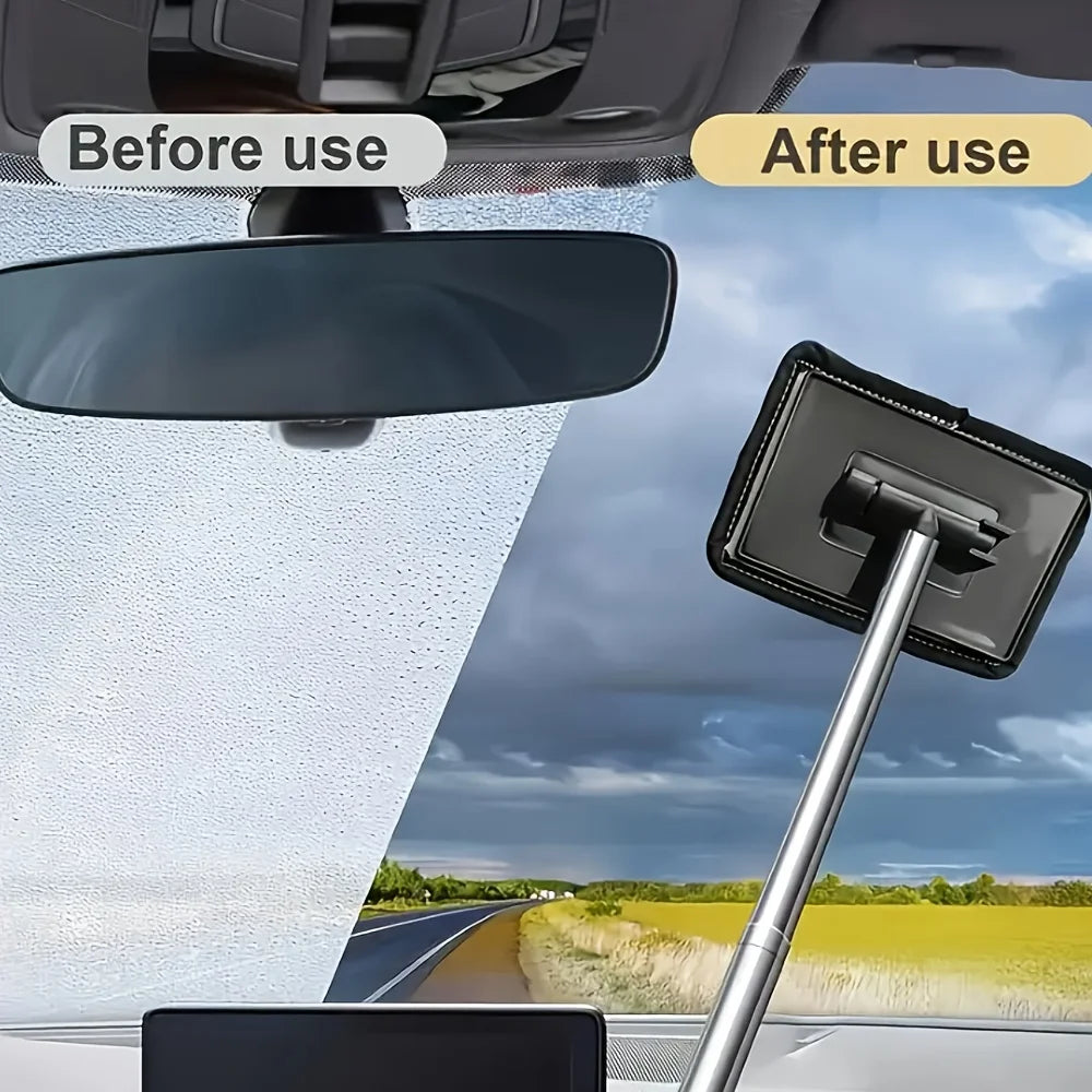 4pcs Car Windshield Wiper,Telescopic Glass Cleaning Cloth with Metal Pole for Defogging and Dust Removal,Car Cleaning Accessorie