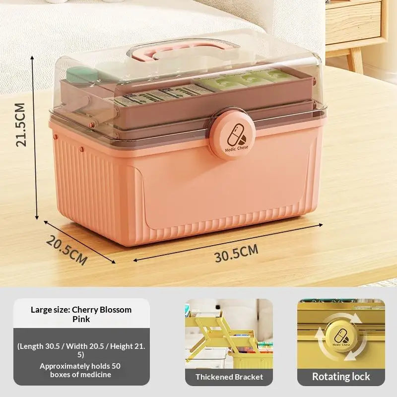 convenient1PC 3 Tier Foldable Medicine Organizer With Multiple Compartments Perfect For Home Daily Medication First Aid Storage
