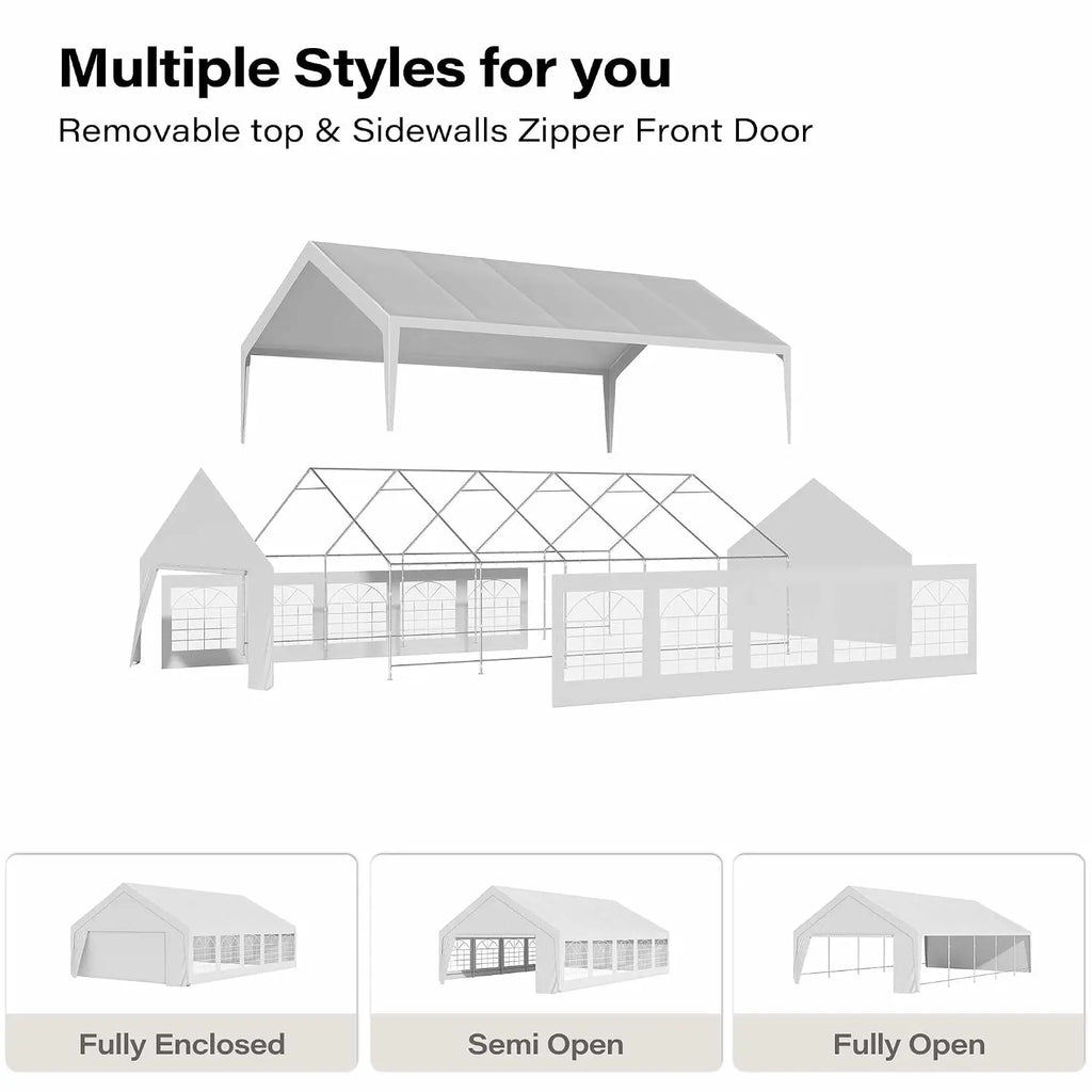 20x30 Party Tent, Heavy Duty Waterproof Canopy Tent with Removable Sidewalls & Roll-Up Zipper Door, Large Outdoor, Customized