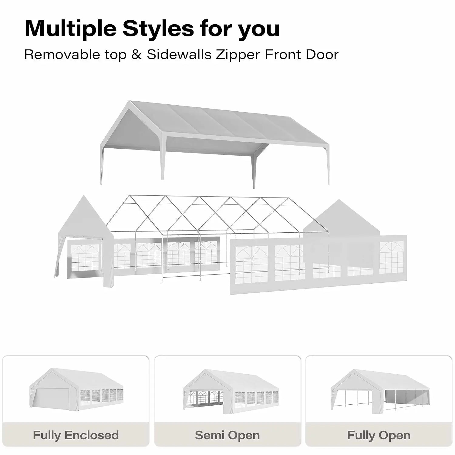 20x30 Party Tent, Heavy Duty Waterproof Canopy Tent with Removable Sidewalls & Roll-Up Zipper Door, Large Outdoor, Customized