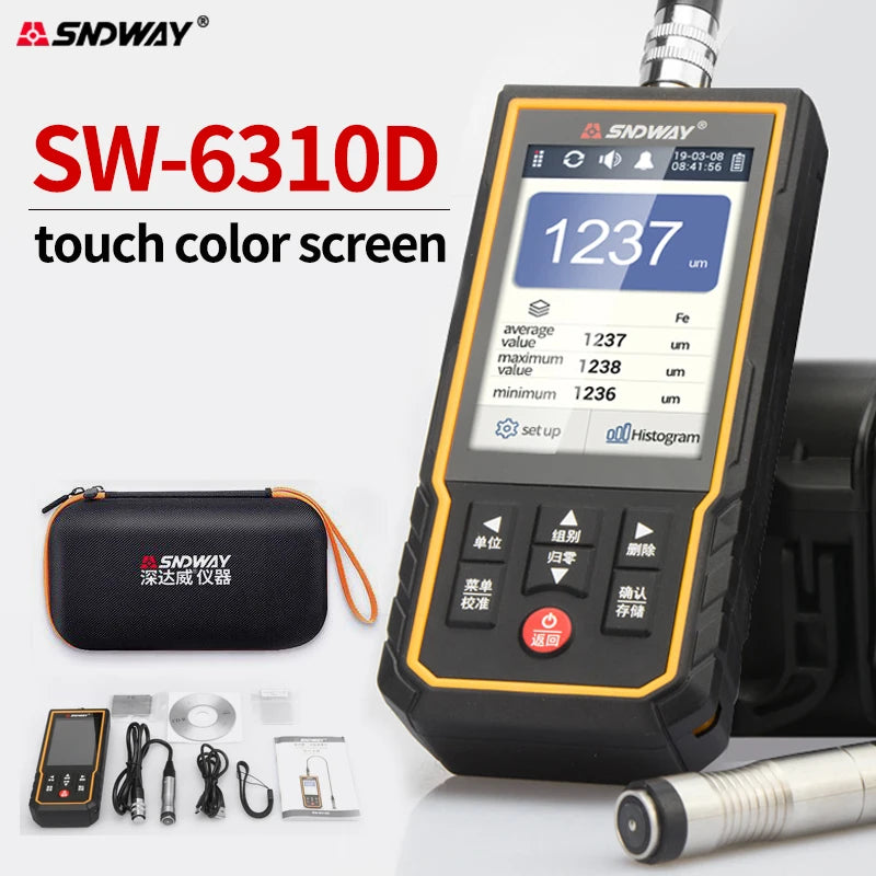 SNDWAY Coating Thickness Gauge For Cars SW-6310A 0.1um/0-1700 FE/NFE Paint Film Thickness Tester Coating Micro Meter Paint Tools