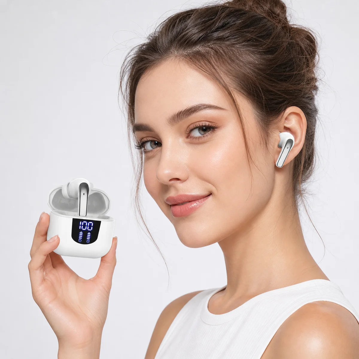 Wireless Earphones HiFi Sound Surround Stereo IPX7 Waterproof Compatible with All Smartphones