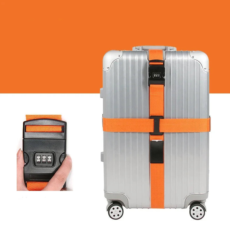 Cipher Lock Suitcase Strap Adjustable Luggage Strap Cross Packing Belt Travel Essential Accessories Suitcase Supplies Fixed Belt