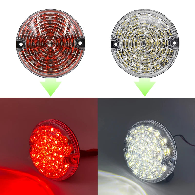 2Pcs 95mm Round Smoked Lens Tail Red Fog Light White Reversing Light For Land Rover Defender 2001-2016 Defender Cabrio 1990-2016