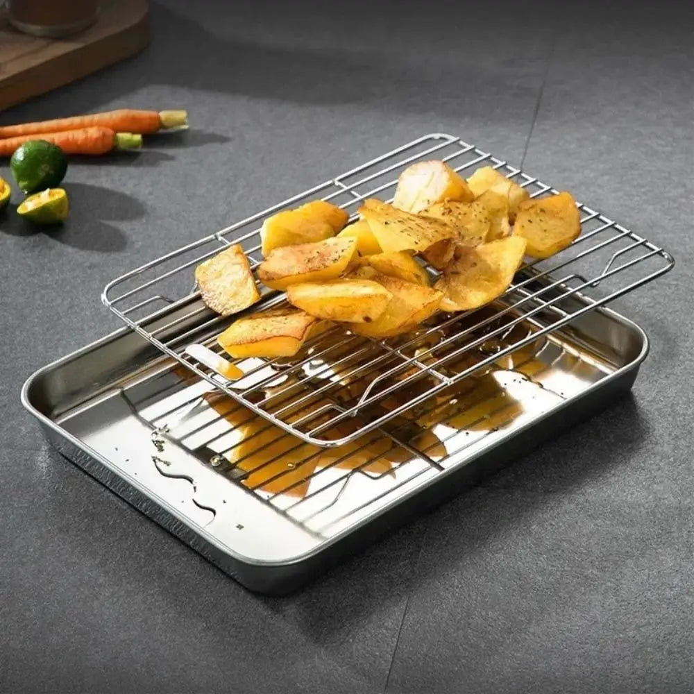 New Stainless Steel Cooling Rack Non-stick Silver Baking Tray Barbecue Cooking Mesh Shelf