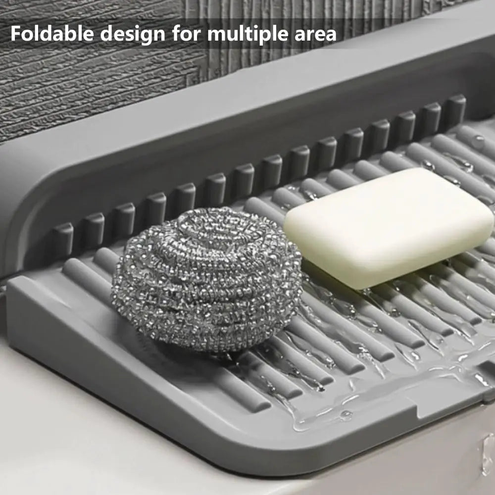 Faucet Mat for Kitchen Sink Countertop Splash Guard, Adjustable Faucet Drip Anti-Slip Mat for Bathroom Sink Draining Pad