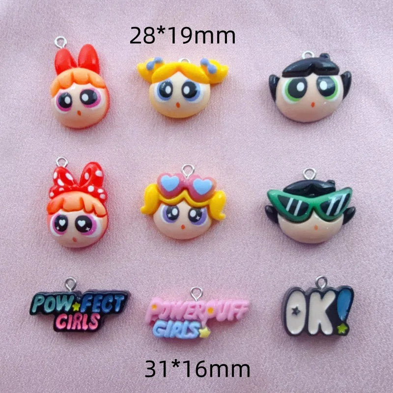 10pcs Cartoon Girl Resin DIY Jewelry Accessories Cartoon Cute Anime Hand Rope Necklace Pendant