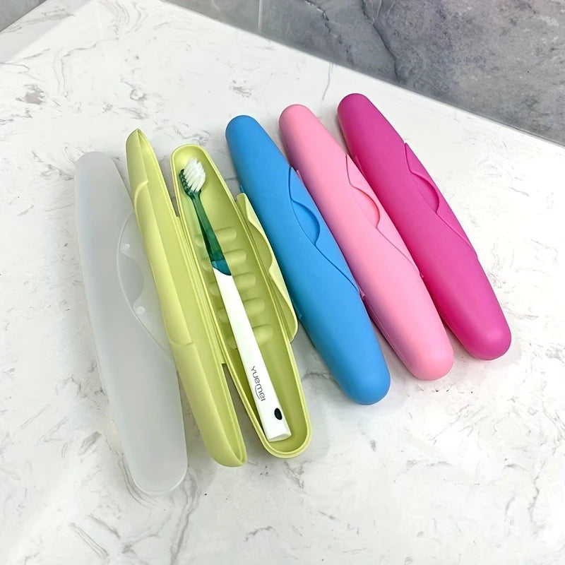 1pc Portable Single Toothbrush Case, Dustproof, Made Of Plastic Material, Designed For Daily Use And Travel