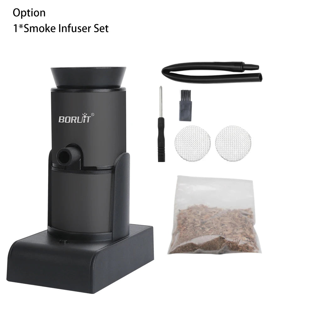 BORUiT Portable Molecular Cuisine Smoking Gun Smoke Infuser Food Cold Smoke Generator Meat Burn Smokehouse Cooking for BBQ Grill