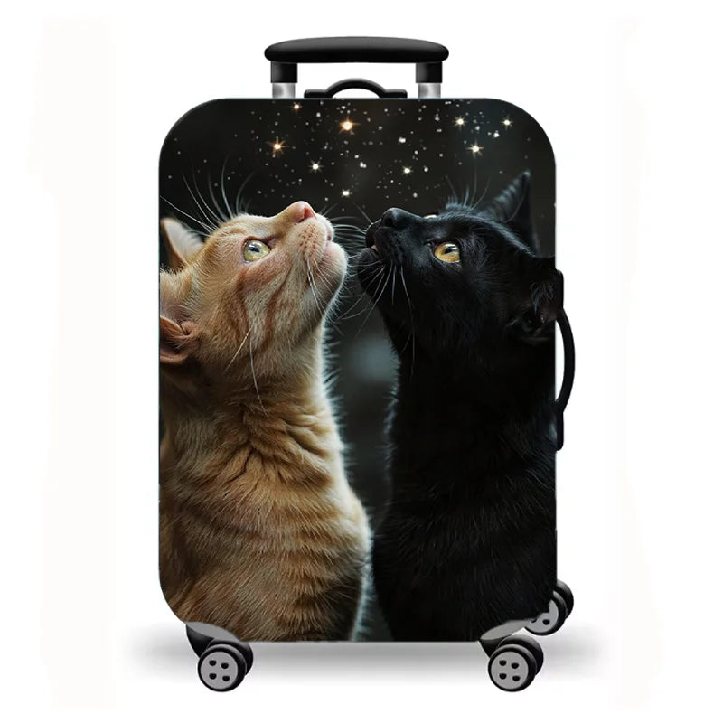 Luggage Cover, Cute Cat Print Stretch Suitcase Protector for Travel, 16 Styles Oil Painting Cat Design