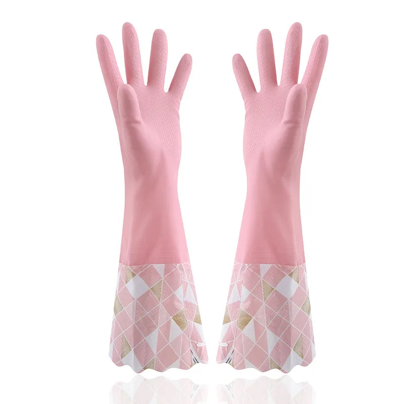 Household Cleaning Gloves Latex Rubber Reusable Kitchen Dishwashing Gloves Waterproof Non-Slip for Laundry Work Garden Pet Care